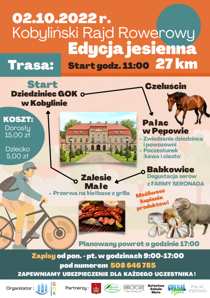 Plakat z informacją na temat nadchodzącego wydarzenia jakim jest kobyliński rajd rowerowy